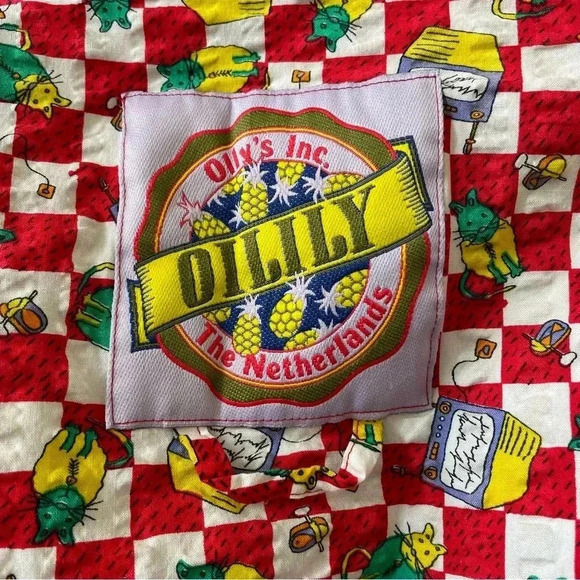 Vintage Oilily Reversible Jacket Quilt Lined Cats Lover And Christmas Size S - Picture 10 of 15